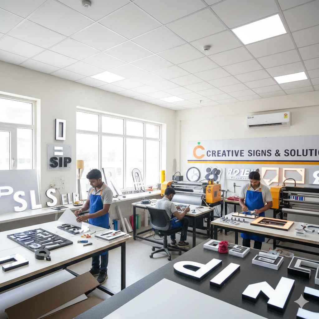 Signage and branding work setup